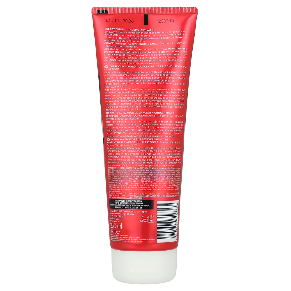 Eveline Cosmetics, Slim Extreme 4D, концентрированный термоактиватор для сжигания жира, 250 мл (8,8 жидк. унц.)