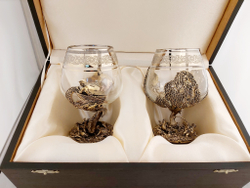 Набор из 2-х бокалов для коньяка "Рыбалка. Осетр" (подарочный футляр)