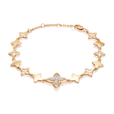 Браслет из красного золота с фианитами