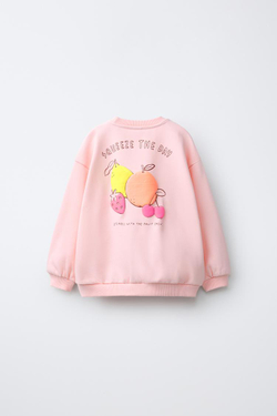 ZARA ТОЛСТОВКА С РЕЛЬЕФНЫМ ПРИНТОМ, МАНДАРИНОВЫЙ