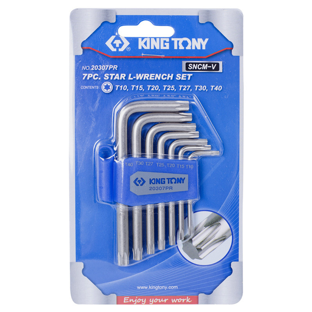 Набор Г-образных ключей TORX, T10-T40, 7 предметов KING TONY 20307PR