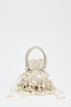 ZARA СУМКА С ПЕРЛАМУТРОВЫМИ ДЕТАЛЯМИ, СВЕТЛО-БЕЖЕВЫЙ