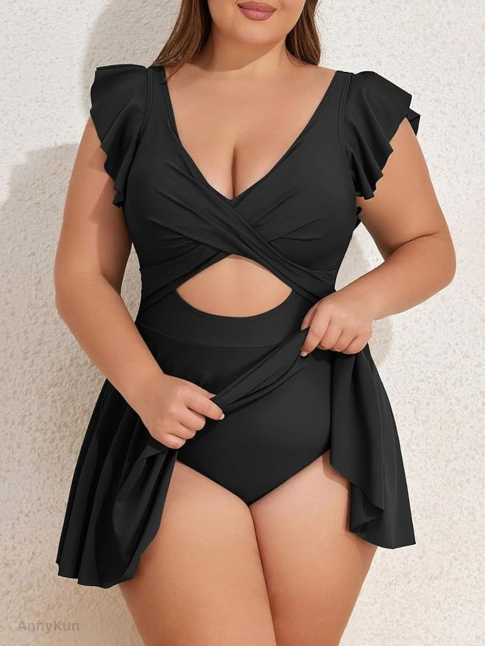 Купальник раздельный с юбкой женский черный