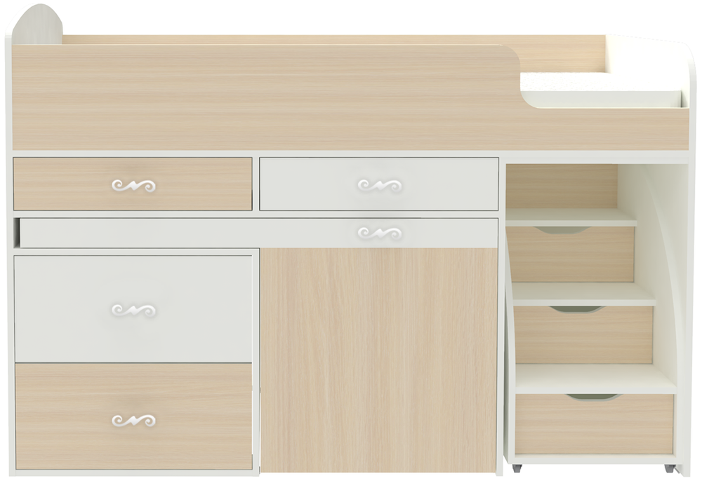 Кровать-чердак КарИВи Малыш 6 Белый   Дуб Молочный