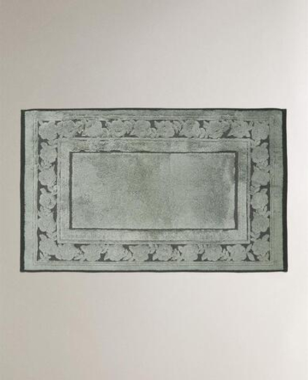 ZARA HOME ХЛОПКОВЫЙ КОВРИК ДЛЯ ВАННОЙ С КАЙМОЙ, ЗЕЛЕНЫЙ