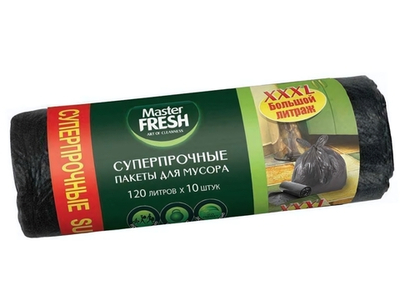 Мешки для мусора 120л 10шт 22мкм XXXL суперпрочные MFGB120–10R Master FRESH