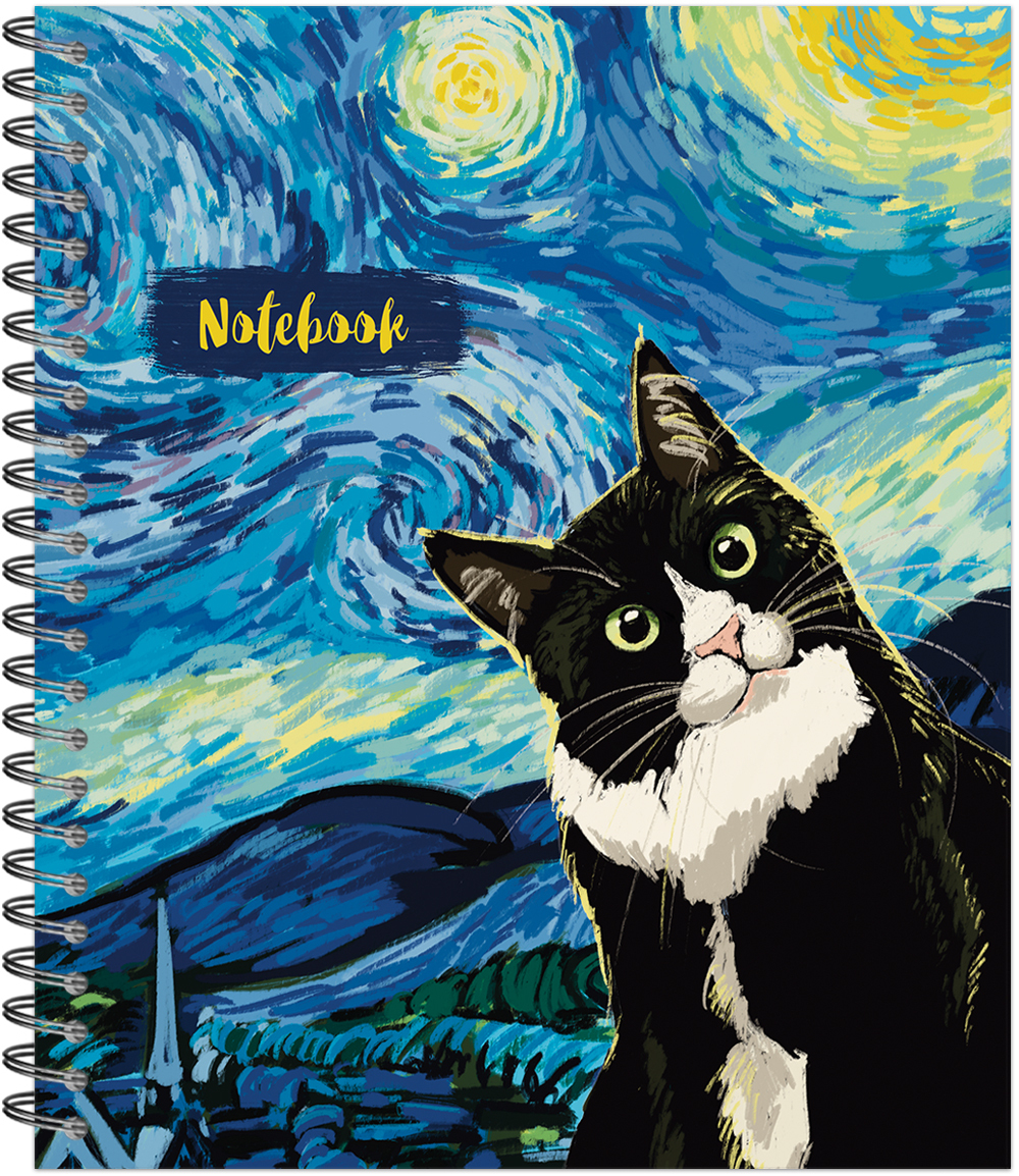 Тетрадь общая 96 листов на металлическом гребне "В стиле Ван Гога"