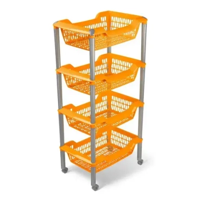 Этажерка универсальная Джета 4 корзины на колесиках оранжевая С736ОРЖ (комплект 4 шт)