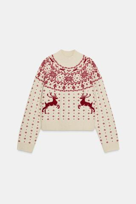 ZARA НОВОГОДНИЙ ЖАККАРДОВЫЙ СВИТЕР, РАЗНОЦВЕТНЫЙ