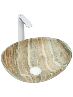 Раковина накладная (мрамор бежевая с серым) WeltWasser WW  ELBACH 3078 M804 410х335х145