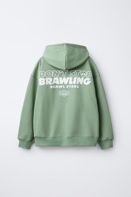 ZARA ТОЛСТОВКА С КАПЮШОНОМ BRAWL STARS © SUPERCELL OY, ОТТЕНКИ ЗЕЛЕНОГО