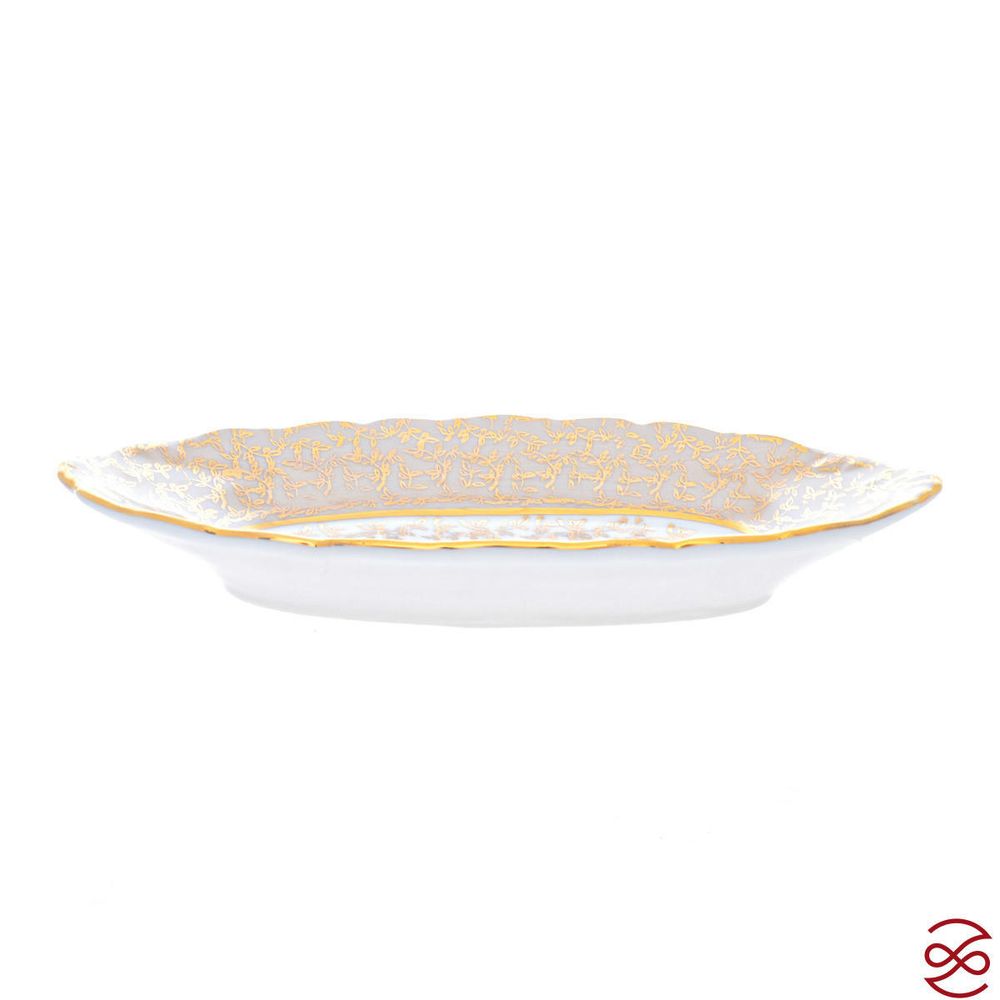 Блюдо овальное Queen's Crown ARISTOKRAT Лист Бежевый 21 см