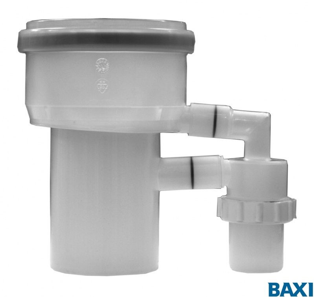 Присоединит. патрубок полипропиленовый диам. 110/80 мм с конденсатоотводчиком, HT. (7106820-)