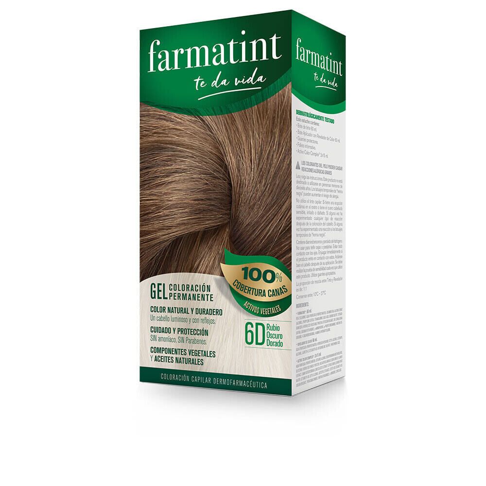 Farmatint Permanent Coloring Gel No. 6d Перманентная краска для волос на растительной основе и маслах без аммиака,оттенок темно-русый золотистый