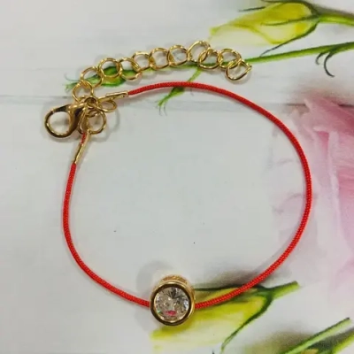 Браслет «Emerald - Красная нить», цвет золото и серебро, d-0.6мм