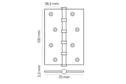 Петля универсальная MS 100*70*2.5- 4BB BL (чёрный матовый)