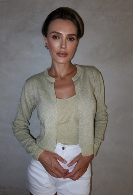 Кардиган с люресом в лимонном цвете