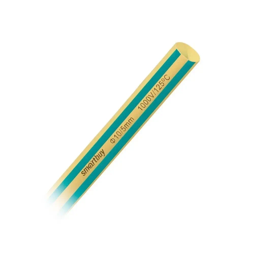 Термоусаживаемая трубка SmartBuy 10/5, 1 метр (SBE-HST-10-yg), желто-зеленый, упак