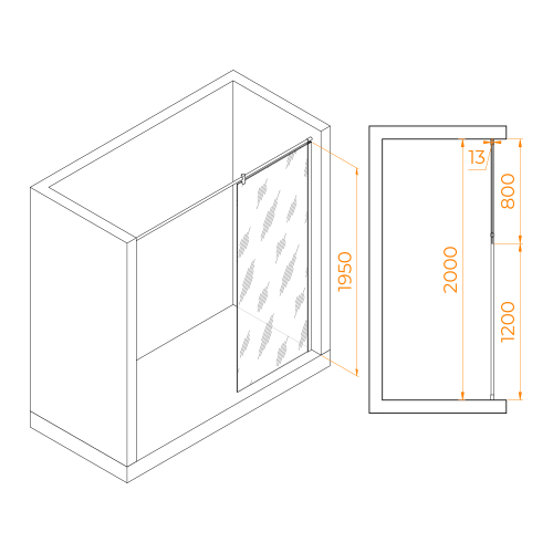 Душевая перегородка RGW WA-034 (Прозрачное, 800)
