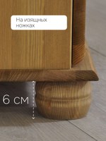 Шкаф витрина, 40х32х186, Бритта, сервант для посуды, с ящиком, однодверная, из массива дерева, бейц, Dipriz