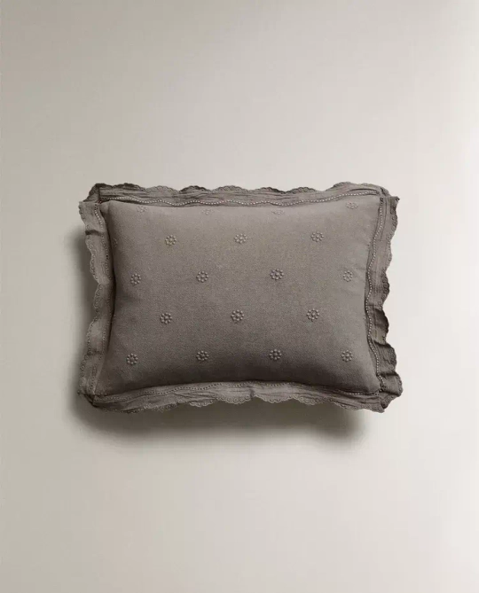 ZARA HOME НАВОЛОЧКА ДЛЯ ДЕКОРАТИВНОЙ ПОДУШКИ ДЛЯ ДЕТЕЙ С ВЫШИВКОЙ, СЕРЫЙ