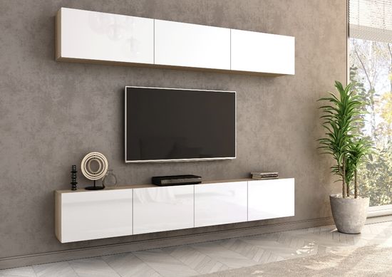 Гостиная модульная ЛИЯ-3 дуб сонома / белый глянец