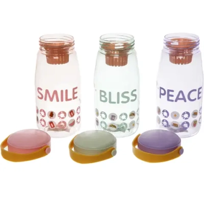Бутылка питьевая пластиковая 700мл «Улыбка», микс цветов