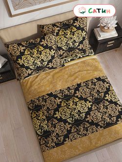 Постельное белье сатин Milky Garden "Афины" евро Наволочка 50х70 см 2 шт Простынь на резинке 180x200 см Пододеяльник 200x215 см