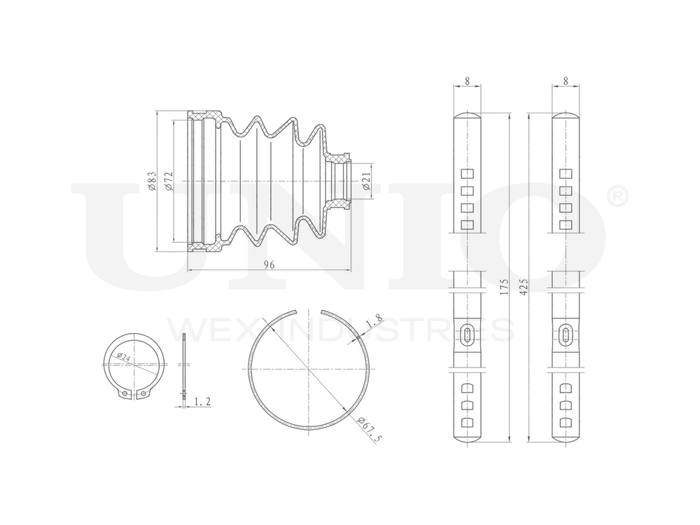 Пыльник ШРУСа (к-т) UNIO DUC-30119K