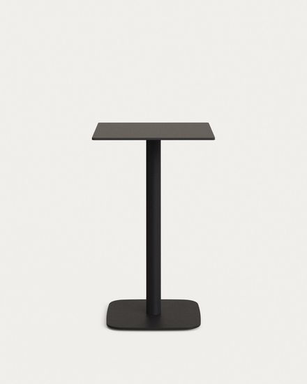 Высокий садовый столик Dina черный на черном металлическом основании 60 x 60 x 96 см