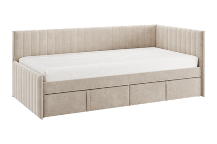 Кровать с ящиками твикс (Софа) 90х200 см (капучино, галька, графит, латте, мята, нежно-розовый, пудра(велюр))