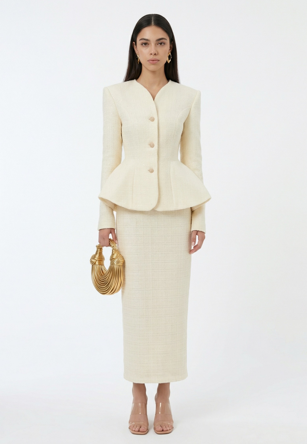 Жакет твид с баской