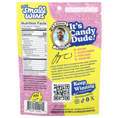 Enjoy Small Wins, Suckers, лимонад, 12 шт., 120 г (4,23 унции)