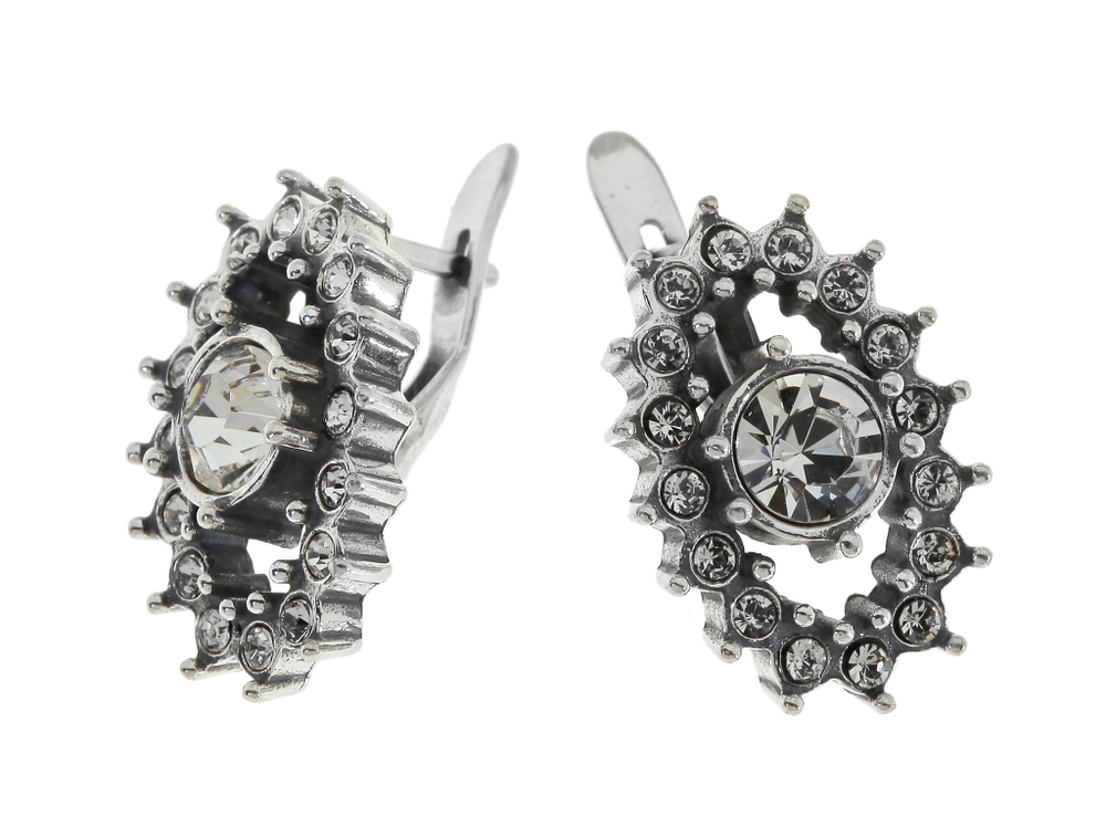 "Снегопад" серьги в серебряном покрытии из коллекции "Погода" от Jenavi c английским замком