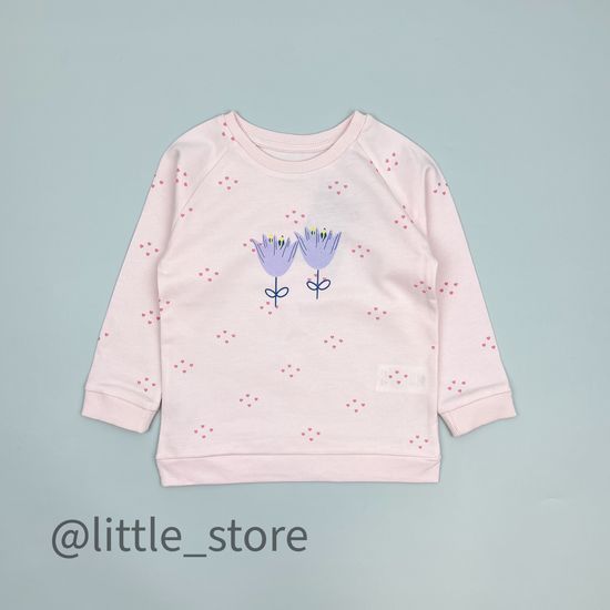 Свитшот из футера(тонкого) "Тюльпаны" нежно-розовый