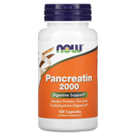 NOW Foods, Pancreatin 2000, панкреатин, 200 мг, 100 капсул