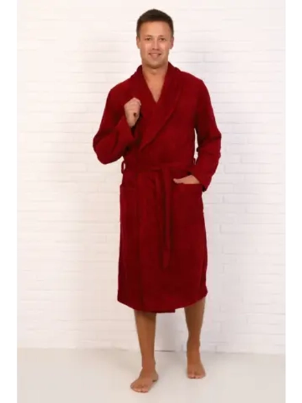 Халат мужской махровый "Элит" с воротником шалькой, цвет: 945-Бордовый