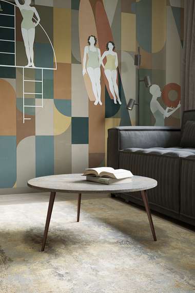 Стол журнальный Рикон гранж/винный металлик