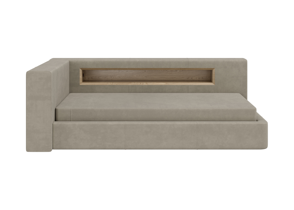 Диван-кровать Cube c нишей L (светло-бежевый FiberGuard)