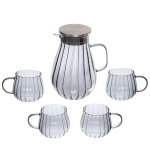 Кувшин стеклянный 1900мл «Bella cucina» в наборе с 4-мя стаканами 400мл, серый