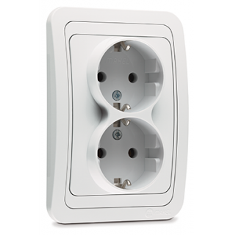Розетка MAKEL Мимоза 2-местная бел. б/з с/п 16А 250В