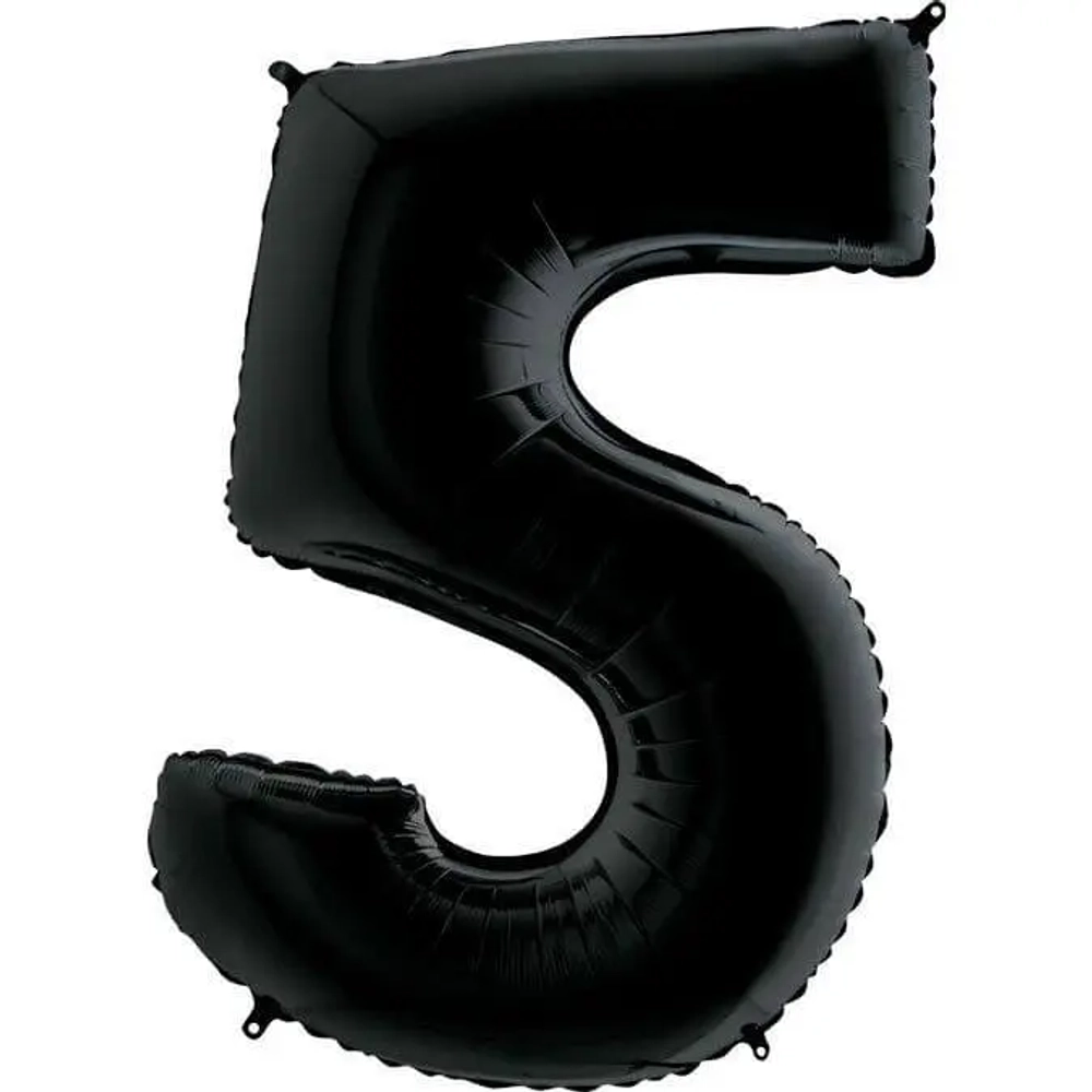 Цифра «5» черная с гелием в магазине «Склад Шаров»