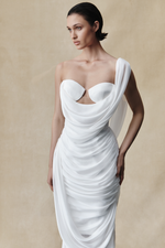 Корсетное платье макси из вискозы и шелка с драпировкой