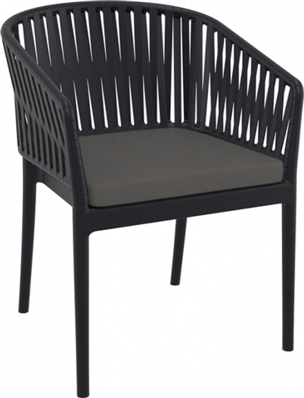 Кресло пластиковое с подушкой Siesta Contract Portofino, черный, темно-серый