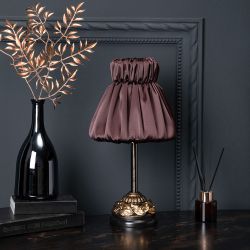 Настольная лампа Лоретт Бронза с абажуром Адель Шоколад