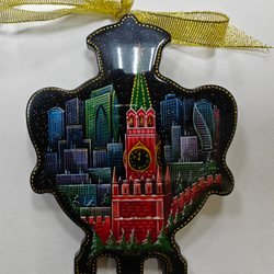 Сувенир Самовар "Москва" с росписью Палех в подарочной упаковке