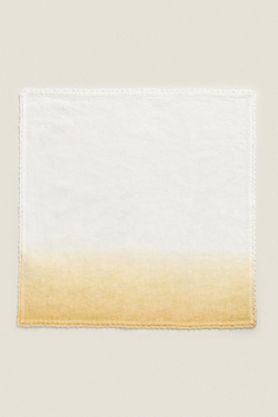 ZARA HOME ГРАДИЕНТНАЯ ЛЬНЯНАЯ САЛФЕТКА (НАБОР ИЗ 2 ПРЕДМЕТОВ), ЗЕЛЁНЫЙ/СИНИЙ