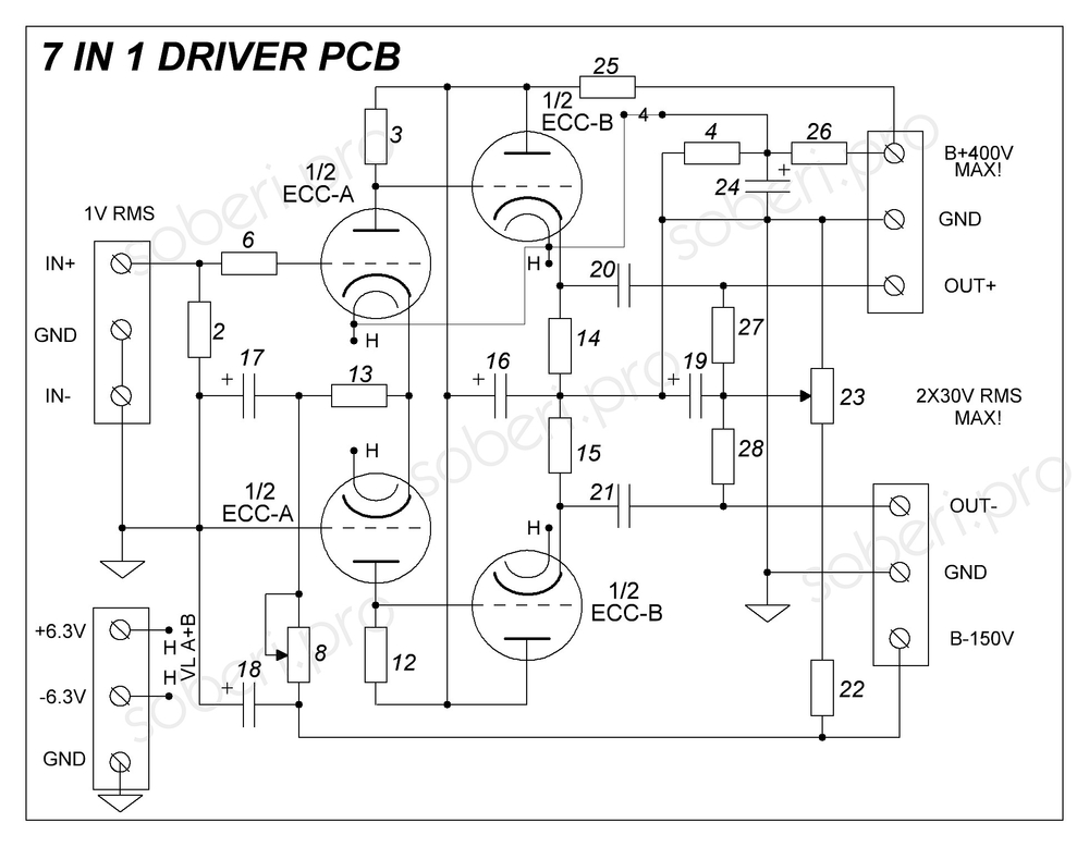 7in1 DRIVER ламповый предусилитель принципиальная схема