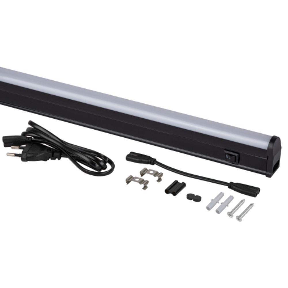 Линейный светодиодный светильник ЭРА LLED-01-12W-4000-B 12Вт 4000K L874мм с выключателем черный | Бытовые светодиодные линейные светильники