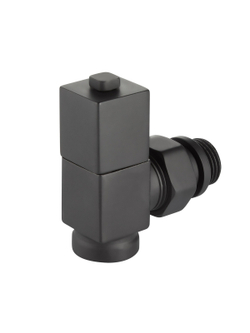 Набор дизайн-вентилей Royal Thermo CUBE, угловой (черный) 1/2"